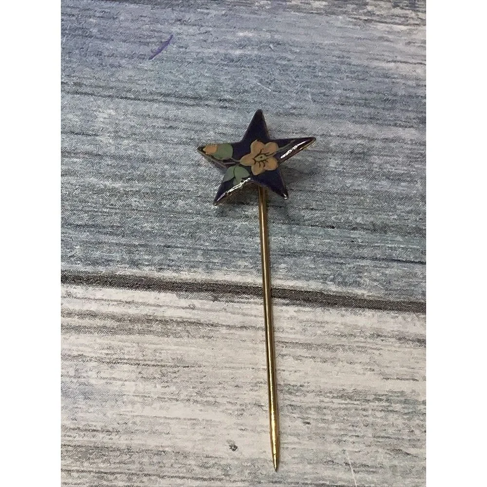 Enamel Star‎ Stick Lapel Pin Tie Tac Hat Brooch Flower estate